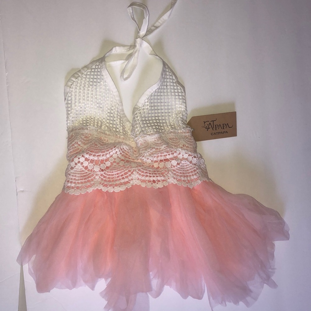NWT Pink & white tutu crochet dress 6-12 mo